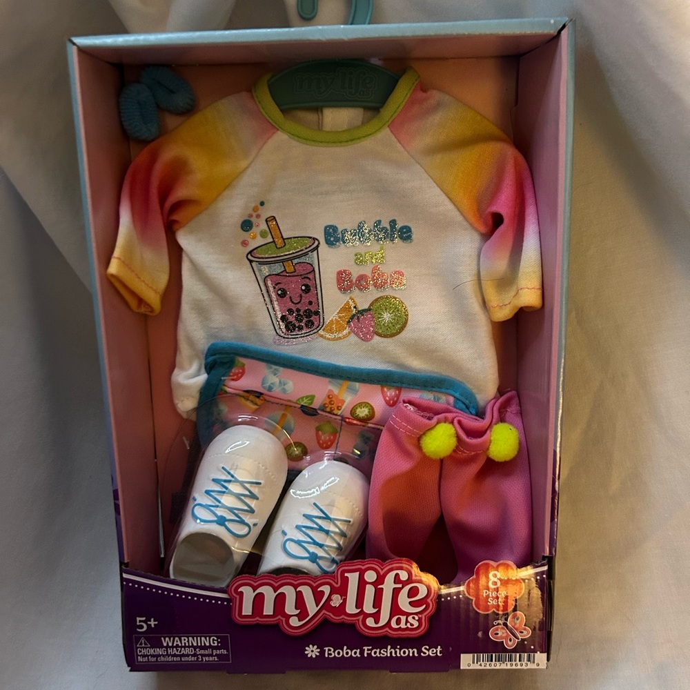 My Life As Boba Fashion Set 8 Piece Doll Outfit 18 Inch White Pink Tie Dye 19693